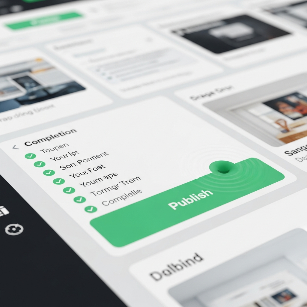 Publish button on a website editor with a checklist beside it